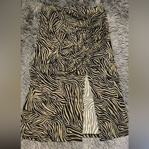 Michael Kors Green and black tiger slit skirt